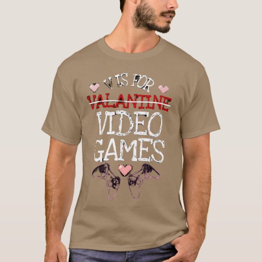 ゲーマーへの贈り物 Vの日 バレンタイン プレゼント Tシャツ (正面)