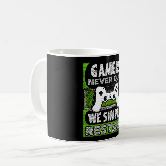 ゲーマーやめは単に再起動しない コーヒーマグカップ (正面左)