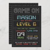 ゲーマーアーケードビデオゲーム誕生日パーティーの招待 招待状 (正面/裏面)