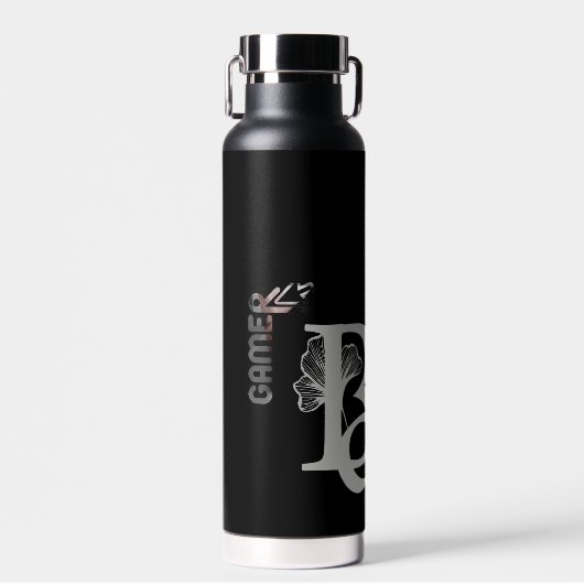 ゲーマーウォーターボトルトレンド抽象芸術ブラックパウダー ウォーターボトル (正面)