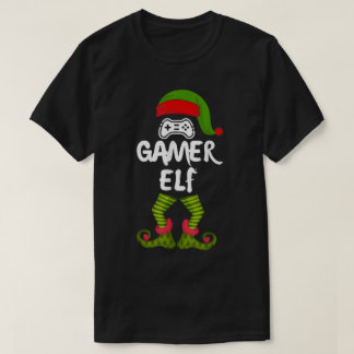 ゲーマーエルフのクリスマスゲームデザイン Tシャツ
