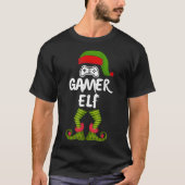 ゲーマーエルフのクリスマスゲームデザイン Tシャツ (正面)