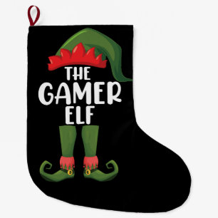 ゲーマーエルフのマッチングファミリー クリスマス ゲーマー ラージクリスマスストッキング