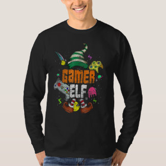 ゲーマーエルフの家族おそろいクリスマスパジャマ Tシャツ