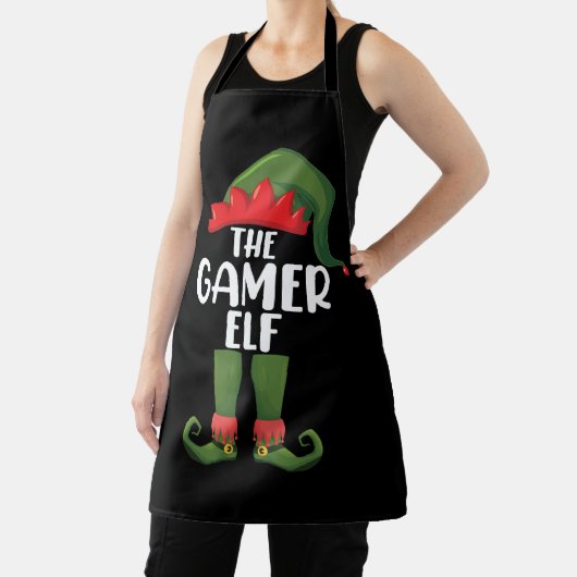 ゲーマーエルフマッチングファミリークリスマスゲーマー エプロン (インサイチュ)