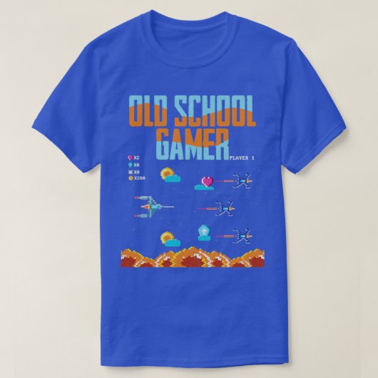 ゲーマーオールドスクールゲーマー Tシャツ (デザイン正面)