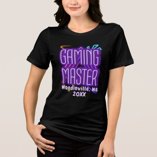 ゲーマーカスタムロケーション日付名のゲーミングマスター トライブレンドTシャツ (正面)