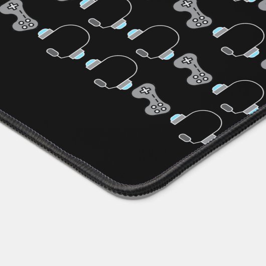 ゲーマーカッコいいゲパーソナライズされたームパターンブラック デスクマット (コーナー)