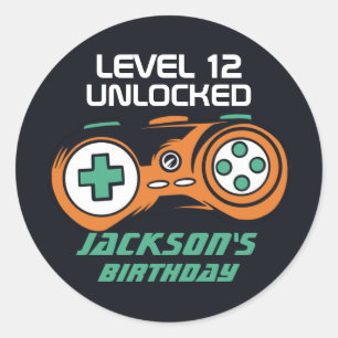 ゲーマーカッコいいゲーミングレベルのロック解除子供の誕生日 ラウンドシール
