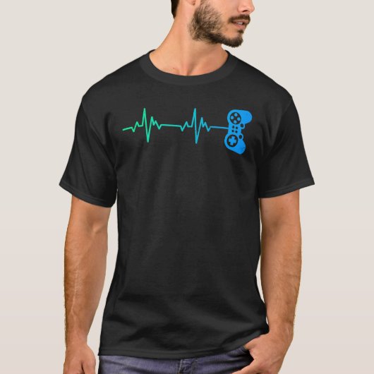 ゲーマーカッコいいハートビートビデオゲーム制御装置 Tシャツ (正面)