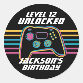 ゲーマーカッコいいレベルのロック解除されたゲーム10代の誕生日 ラウンドシール
