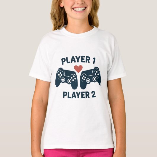 ゲーマーカップル ステッカー Tシャツ (正面)