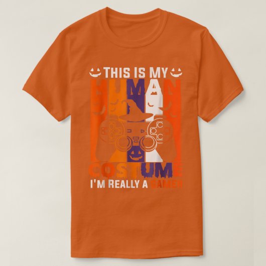 ゲーマーカボプキンハロウィーンのカボチャのちょうちん面白いハロウィンビデオ Tシャツ (デザイン正面)