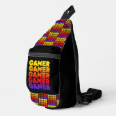 ゲーマーカラフルタイポグラフィゲーム スリングバッグ (右コーナー)