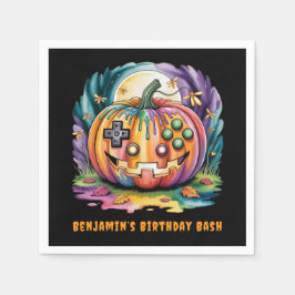 ゲーマーカラフルパンプキンハロウィーンバッシュ スタンダードカクテルナプキン
