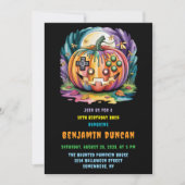 ゲーマーカラフルパンプキンハロウィーンバッシュ 招待状 (正面)