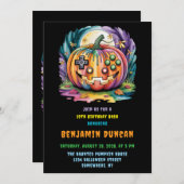 ゲーマーカラフルパンプキンハロウィーンバッシュ 招待状 (正面/裏面)