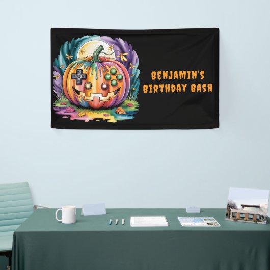 ゲーマーカラフルパンプキンハロウィーンバッシュ 横断幕 (トレードショー)