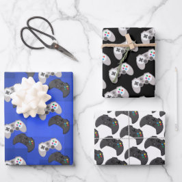 ゲーマーカラフルビデオゲーム ラッピングペーパーシート