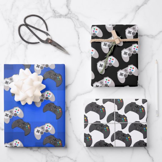 ゲーマーカラフルビデオゲーム ラッピングペーパーシート (正面)