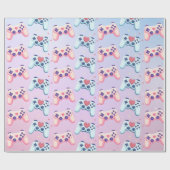 ゲーマーガールカラフルピンクのビデオゲーム ラッピングペーパー (フラット)