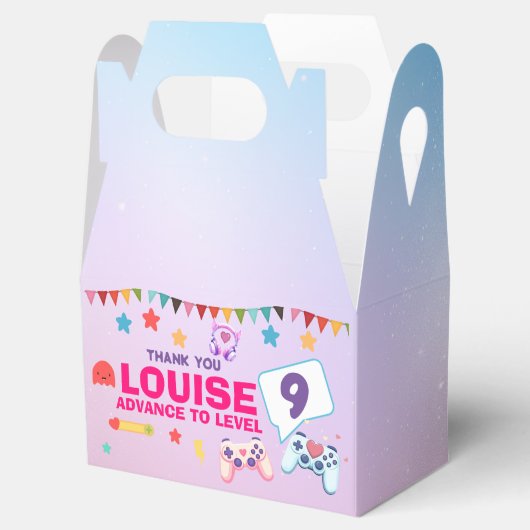 ゲーマーガールカラフルピンクビデオゲーム誕生日 フェイバーボックス (オープン)