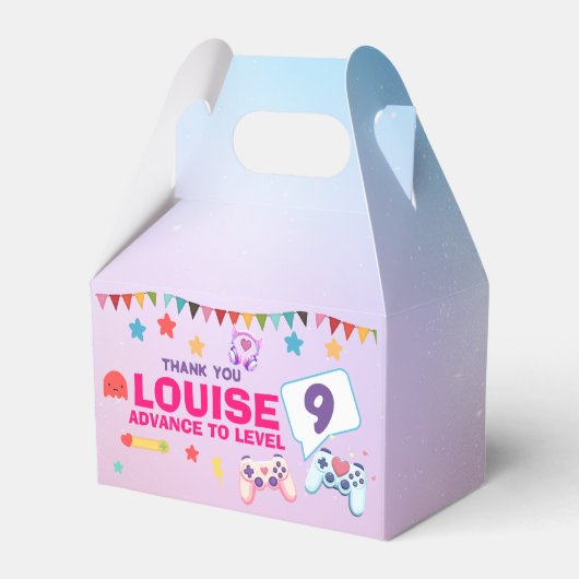 ゲーマーガールカラフルピンクビデオゲーム誕生日 フェイバーボックス (正面サイド)