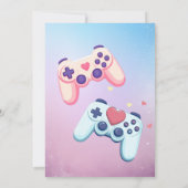 ゲーマーガールカラフルピンクビデオゲーム誕生日 招待状 (裏面)