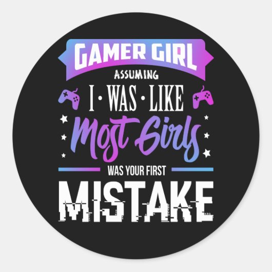 ゲーマーガールステッカー ラウンドシール (正面)