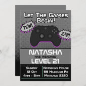 ゲーマーガールダーク21st誕生日招待状 招待状 (正面/裏面)