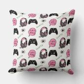 ゲーマーガールピンクとブラック クッション (正面)