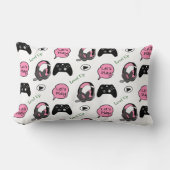 ゲーマーガールピンクとブラック ランバークッション (正面)