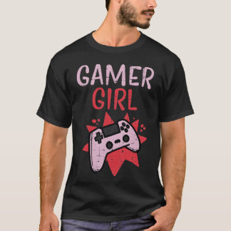 ゲーマーガールピンクのゲームコントローラーかわいいビデオゲーム Tシャツ