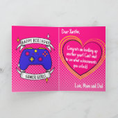 ゲーマーガールブルーコントローラ誕生日 カード (内部)
