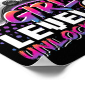 ゲーマーガールレベル6アンロックビデオゲーム6歳誕生日 ポスター (角)