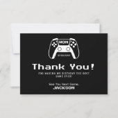 ゲーマーキッズの誕生日パーティー 黒と白 サンキューカード (正面)