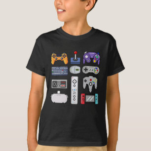 ゲーマーキッズピクセルアートゲームコントローラゲームパッド Tシャツ