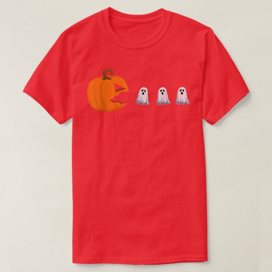 ゲーマーキッドハロウィーンパンプキンジャックオールタン食べズ Tシャツ (デザイン正面)