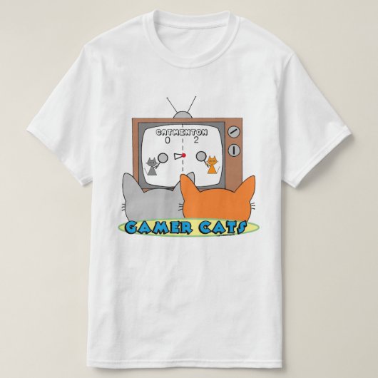 ゲーマーキャッツレトロ懐かしいビデオゲーム Tシャツ (デザイン正面)