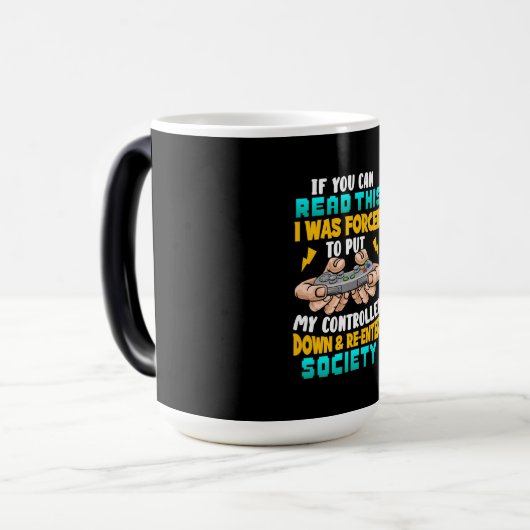 ゲーマーギフト私は私のコントローラーを置くことを余儀なくされた モーフィングマグカップ (正面左)