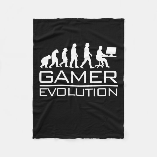 ゲーマーギフト |ゲーマーの進化 フリースブランケット (正面)