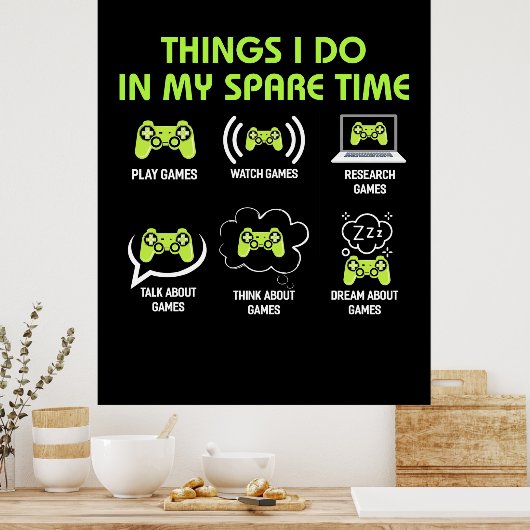 ゲーマーギフト |ゲームの時間が空いている間に行うこと ポスター (キッチン)