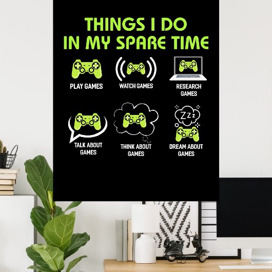 ゲーマーギフト |ゲームの時間が空いている間に行うこと ポスター (ホームオフィス)