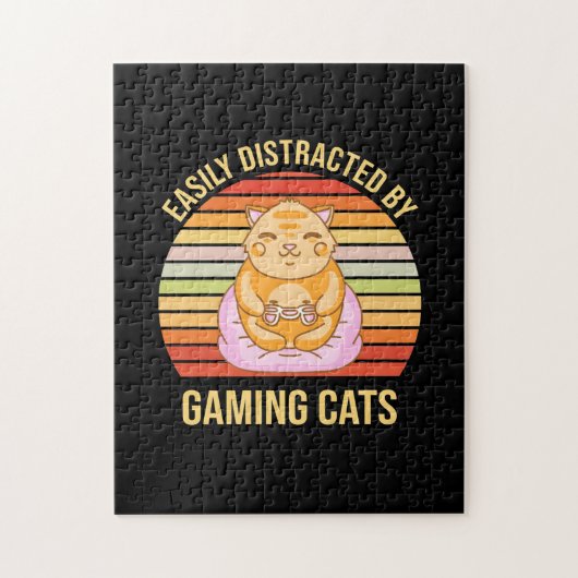 ゲーマーギフト |ゲーム猫に気を取られる ジグソーパズル (縦)