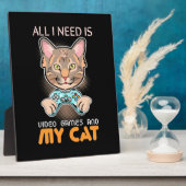 ゲーマーギフト |ビデオゲームと猫が必要 フォトプラーク (側面)