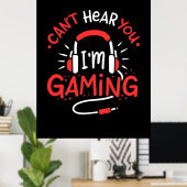 ゲーマーギフト | Can Not Here I Am Gaming ポスター (ホームオフィス)
