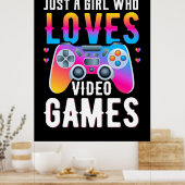 ゲーマーギフト | Just A Girl Love A Video Games ポスター (キッチン)