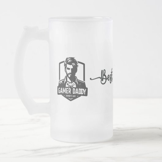 ゲーマーギークパパハッピーファーザーズデイ | フロストグラスビールジョッキ (左)