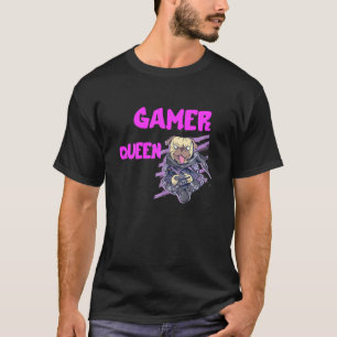 ゲーマークイーンコンソールゲームPug Dog Pcビデオゲーム Tシャツ