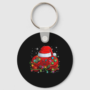 ゲーマークリスマスビデオゲームサンタハットライトゲーム キーホルダー